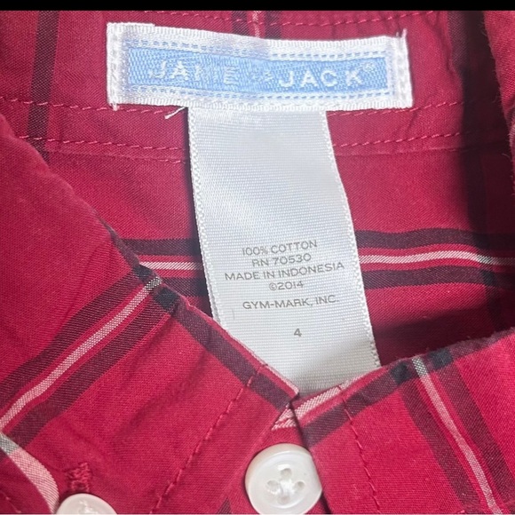 Lot of 2 JANIE & JACK Boy’s Size 4  Button Up Long Sleeve Plaid Shirts - Picture 2 of 4